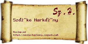Szőke Harkány névjegykártya